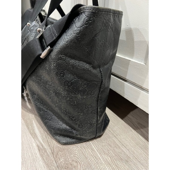 Gucci Vintage Guccissima Leather Luxury Tote Bag Black Shoulder Bag Old Money - Picture 6 of 16